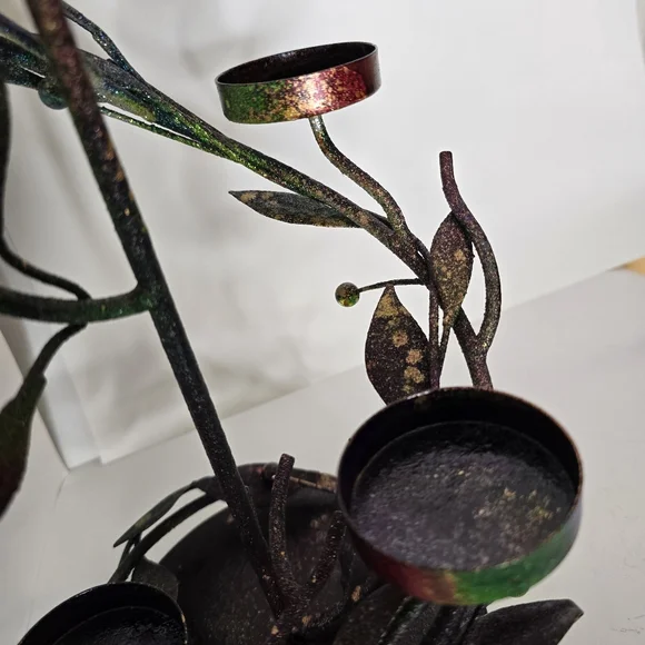 HANDCRAFTED Upcycled Metal Tea Light Candle Holder HANDPAINTED Table Art Decor - Picture 15 of 17